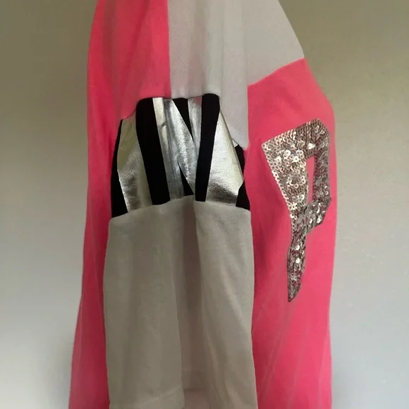 PINK Victoria's Secret Pink and White Sequin Logo Jersey - Picture 7 of 7
